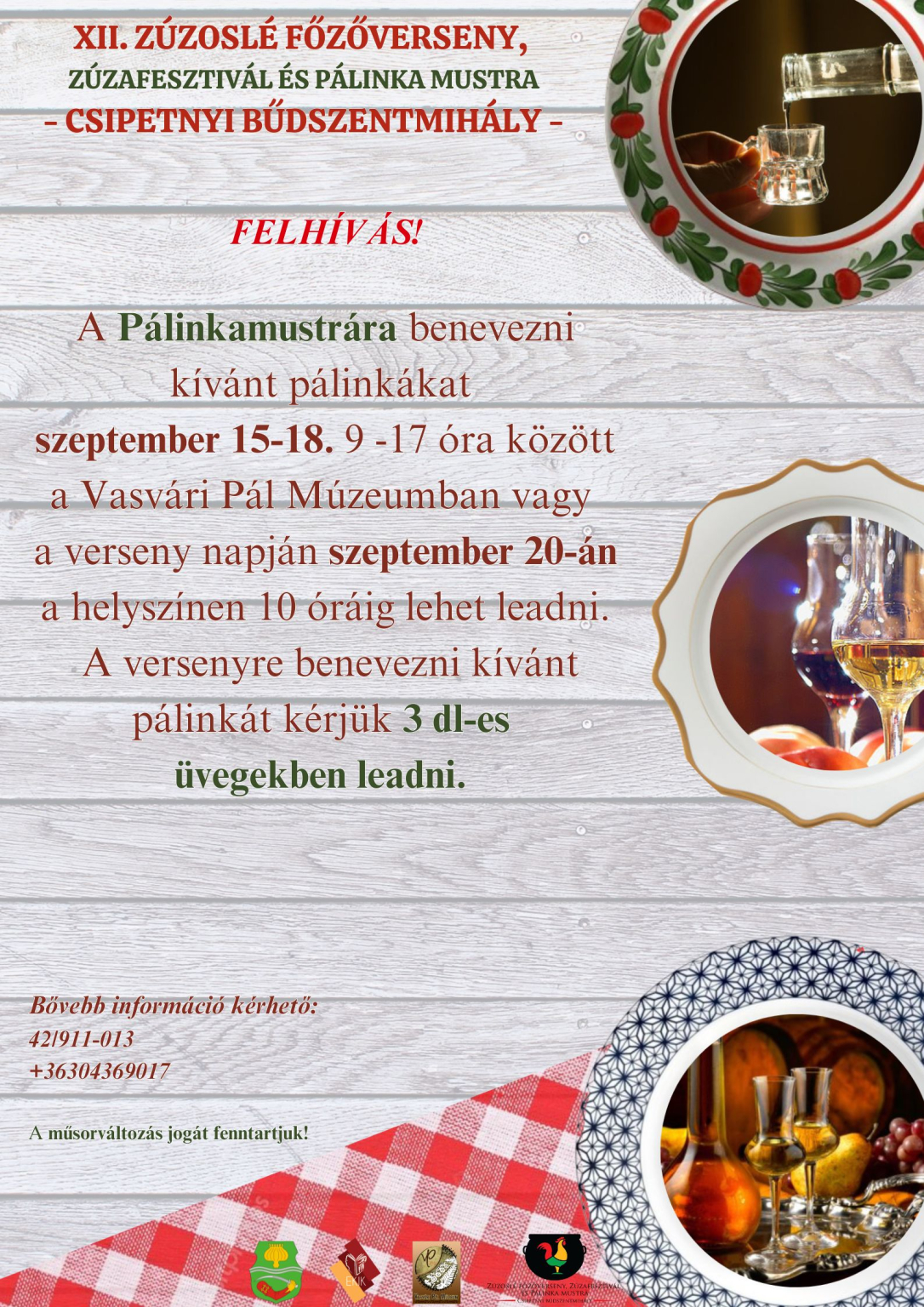 XII. Zúzoslé főzőverseny Pálinkamustra benevezés
